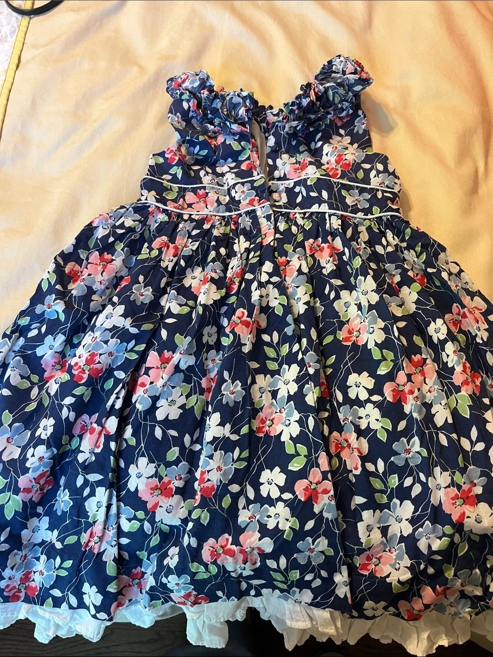 Ralph Lauren Navy Floral Ruffle Dress